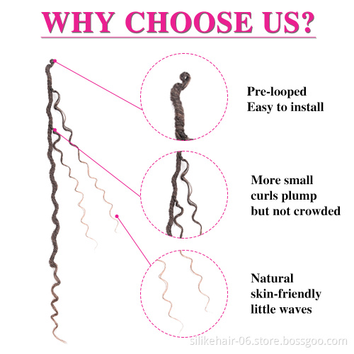 Wholesale Long Curly Ombre Brown Pre Stretch Passion Twist Braids Goddess Faux Locs Crochet Braiding Synthetic Hair Extensions